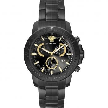 Versace NEW Chrono Gunmetal Stainless Steel Watch Black male Size: ONE SIZE