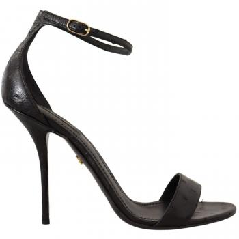 Dolce & Gabbana Black Ostrich Ankle Strap Heels Sandals Shoes - EU41/US10.5