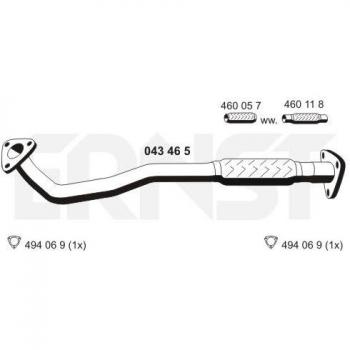 Tubo de escape ERNST 043465 para SAAB 9-3 (Break, Berline, Cabriolet) y OPEL Signum CC, Vectra C (Berline, CC)