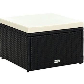 Black Poly Rattan Footstool Ottoman 53x53x30 cm