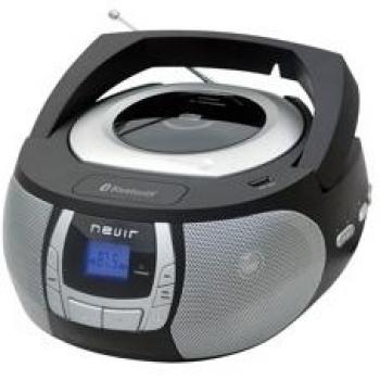 Nevir NVR-481UB - Radio CD MP3 portátil con Bluetooth, color negro/gris