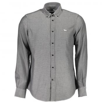 Harmont & Blaine Elegant Black Cotton Men's Tailored Shirt - L Regular Fit