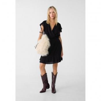 Black Ruffled Short Flowing Dress - Size L