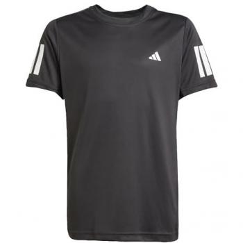 Camiseta de Manga Corta Adidas Club 3 Stripes para Niños - Negro, Talla 128