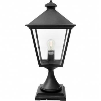Linterna de jardín grande negra Turín 64 cm, tipo pedestal de exterior, ligera, con clasificación IP54, compatible con bombillas E27
