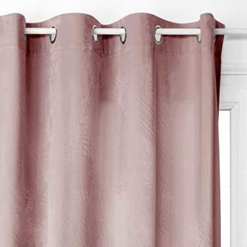 Cortina opaca 'Dolce' de terciopelo rosa con ojales 140 x 260 cm - Atmosphera Créateur d'Intérieur