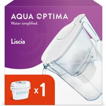 AQUA OPTIMA LISCIA WHITE WATER FILTER JUG 2.5L WITH 1 EVOLVE+ FILTER, ERGONOMIC HANDLE, NON-POROUS, HYGIENIC, DURABLE, FRIDGE DOOR