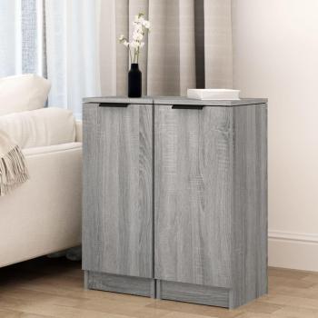 Aparadores de madera contrachapada gris Sonoma, 2 unidades, dimensiones 30x30x70 cm, mueble de almacenaje moderno para salón, buffet y armario auxiliar