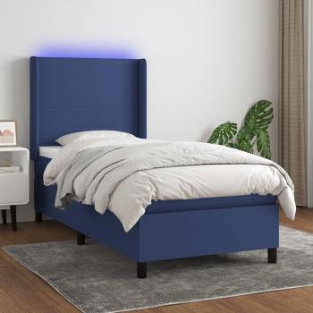 Cama box spring blanda con colchón y luces LED azul 80x200 cm Tela