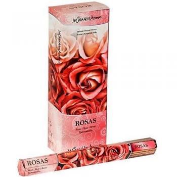 Incienso a Varillas, Fabricado en India, Fragancia Rosa, Paquete de 6 Unidades con 20 Varillas por Paquete, duración de la Varilla 2 Horas