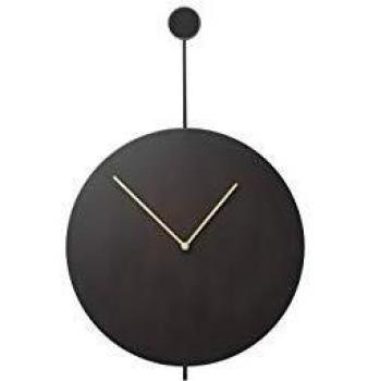 Ferm Living Reloj de Pared, Acero, Negro/latón, 41,2 x 26 x 3