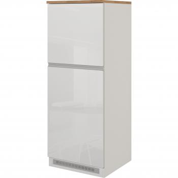 Mueble Cubre Frigorífico Empotrado KS-Sole, 60 cm de ancho, Niche 56,8/53/90 cm, Blanco y Roble, 2 Puertas