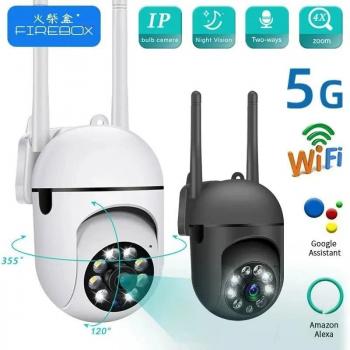 Cámara de Seguridad Inalámbrica PTZ WIFI 5GHZ con Seguimiento Automático, Zoom 4X y Visión Nocturna a Color - Cámara de Vigilancia IP (Solo Cámara, EU PLUG) Blanca