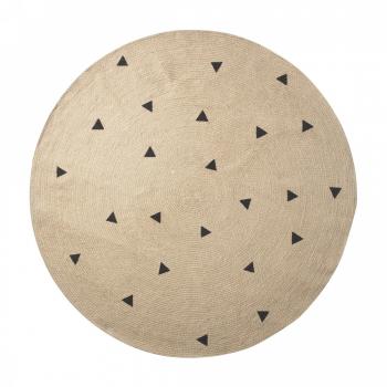 Ferm Living Jute Black Triangles - Alfombra Grande Natural/Negro/Redondo/Ø 130cm