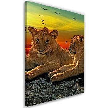 Impresión en Lienzo Feeby, Leones en la Savanah 40x60 Multicolor