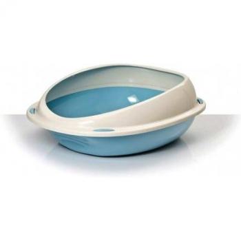 Arenero ovalado Shuttle para gatos con bordes de protección 57 cm Azul claro