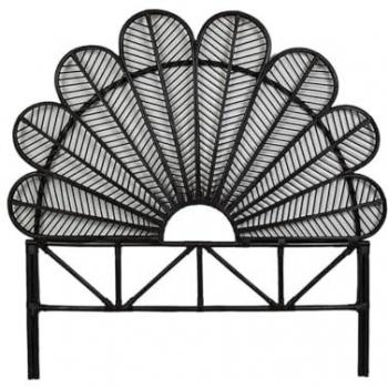 Cabecero de Cama Romimex Negro de Ratán 160x160 cm