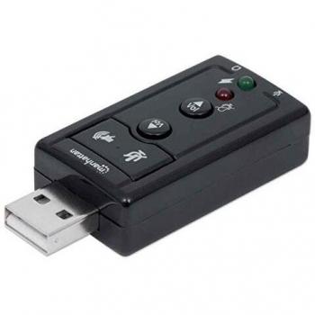 Adaptador de Sonido USB 3D 7.1 Manhattan con Amplificador Interno y Controles de Volumen