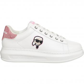 Karl Lagerfeld Women's White/Pink Lace-Up Kapri Trainers