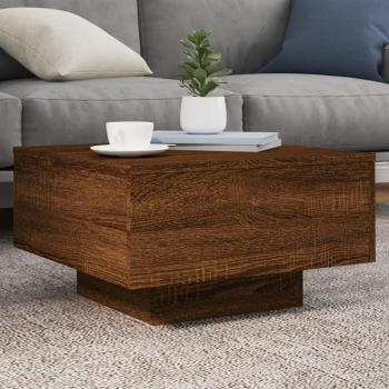 vidaXL Coffee Table with LED Lights, Brown Oak, 55x55x31 cm