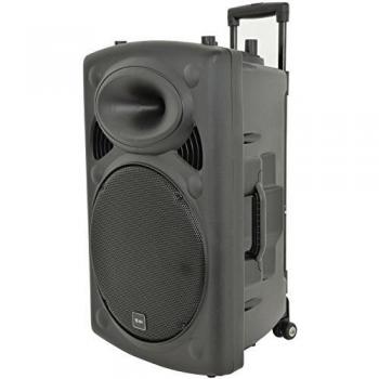 Sistema de PA Portátil QTX QR15PA con 2 Micrófonos Inalámbricos, Reproductor de Medios SD/USB y Potencia de 200W o 250W