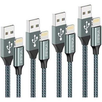 PIPIKA Cable iPhone [4pack 0.5M 1.2M 1.8M 3M] Certificado MFi Cable Lightning Carga Rápida Trenzado de Nylon Cargador iPhone Compatible con Apple iPhone 11/XS/XS Max/XR/X/8 Plus/8/7 Plus/7/6 Plus/6/5