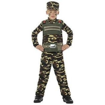 Smiffy'S 48209L Disfraz De Camuflaje Militar Para Niño De Color Con Parte De Arriba, Verde, L - Edad 10-12 Años