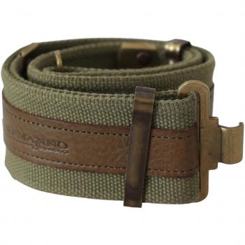 Ermanno Scervino Green Leather Rustic Bronze Buckle Army Belt - 80 cm / 32 Inches