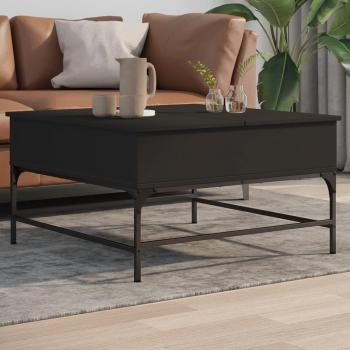 Mesa de centro negra 80x80x45 cm Madera multicapa y metal