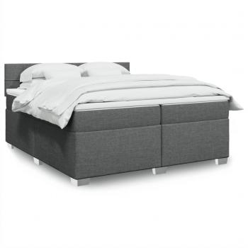 Cama box spring con colchón de muelles gris oscuro 200x200 cm Tela Vidaxl