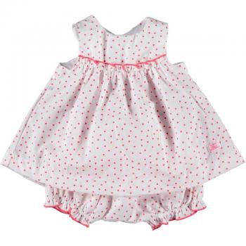 Petit Bateau - Vestido - tulipán - para bebé niña multicolor bianco Ecume / rosso Carmen