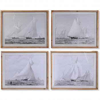 Cuadro Abeto Cristal Barco 70 x 55 cm (4 Piezas)