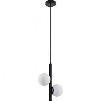 Lámpara colgante Lucande Emarin moderna de vidrio y metal negro, 2 luces G9 para salón y comedor