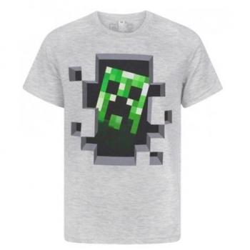 Camiseta Gris Minecraft Creeper Inside Talla 12/13 Años