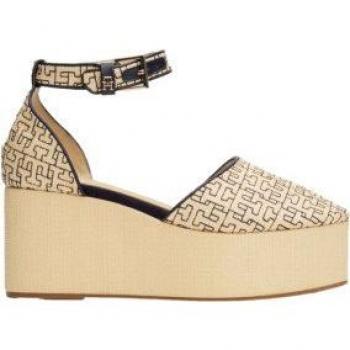 Sandalias Tommy Hilfiger Mono Rafia con cuña para mujer en color beige