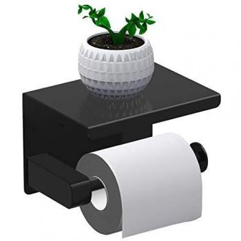 Leolee Portarrollos para Papel Higiénico, Acero Inoxidable SUS304 con Adhesivo y Tornillos,Porta Rollos de Papel Higienico con Estante de Almacenamiento