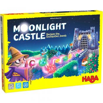 Moonlight Castle Board Game by HABA - A strategy board game for 2-4 players aged 6 and up, featuring a whimsical castle theme, colorful components, engaging gameplay mechanics, and beautiful artwork