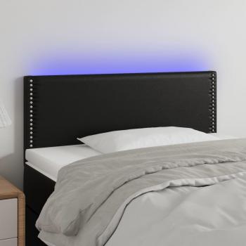 Cabecero LED negro 90x5x78/88 cm en cuero sintético