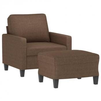 Sillón con taburete de tela marrón 60 cm