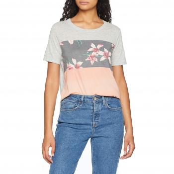 Roxy Hello Winter Colorblock Camiseta, Mujer, Gris