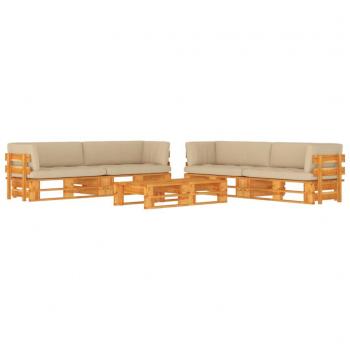 Set de Sofás de Palets con Almohadas 6 Piezas en Pino Impregnado Color Miel
