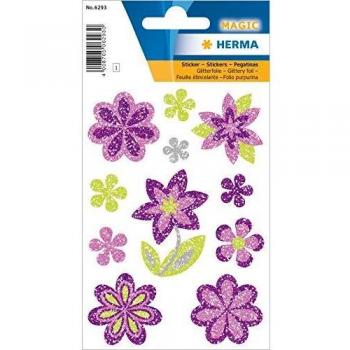 Pegatinas Mágicas de Flores Brillantes con Glitter Diamante 84x120 mm - HERMA 6293