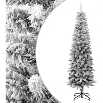 Árbol de Navidad artificial estrecho con nieve PVC y PE 180 cm