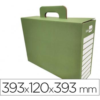 Caja de Cheque-Libro Liderpapel para Material Escolar Cartón Reforzado con Asa Color Verde 393x120x393 mm