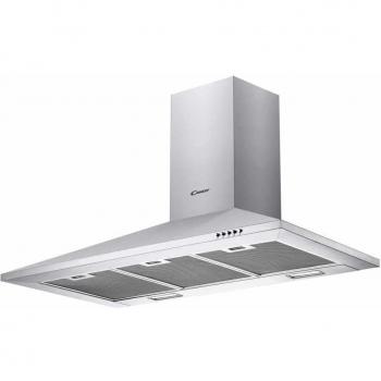 Candy CCE119/1X, Campana extractora 90 CM, 3 Niveles de Potencia, 69W, 305M3/H, Filtros de Carbono, 3 Paneles Aluminio Antigrasa, Iluminación LED, 56/62 DB, Clase C, Acero Inoxidable