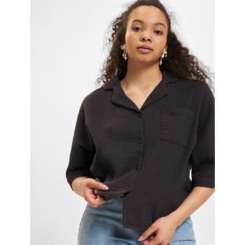Only Thyra Short Sleeve Cheesecloth Co-ord Shirt in Washed Black - M