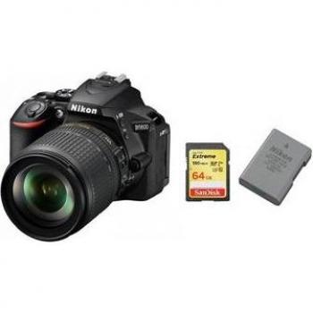 Cámara Réflex Digital Nikon D5600 24.2MP + Objetivo AF-S 18-105mm F3.5-5.6G ED VR + Tarjeta SD de 64GB + Batería Nikon EN-