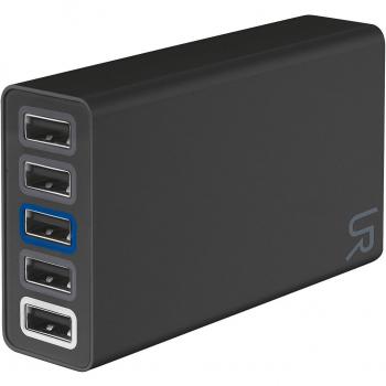 Trust Urban - Cargador de Pared Universal de 25 W, con 5 Puertos USB, Negro
