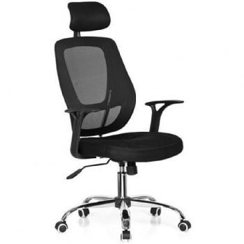 hjh OFFICE AVIDO NET I - Silla giratoria de oficina, tejido de color negro
