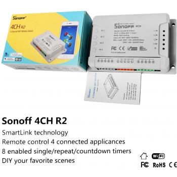 Sonoff 4CH R2 Interruptor Remoto 4 Canales WIFI Smart Switch Inteligente Inalámbrico Conmutador de Control Remoto del Temporizador